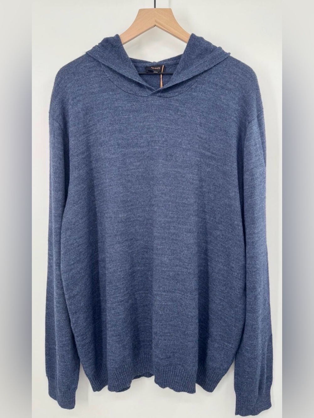 Quince Mens Blue Alpaca Hoodie Sweater Pullover Knit Performance XXL 2XL NWT